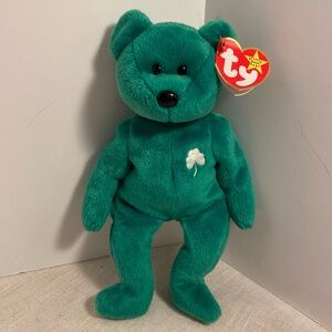 TY Erin Beanie Baby Babies Erin embroidered shamrock teddy bear 90s 1997 vintage